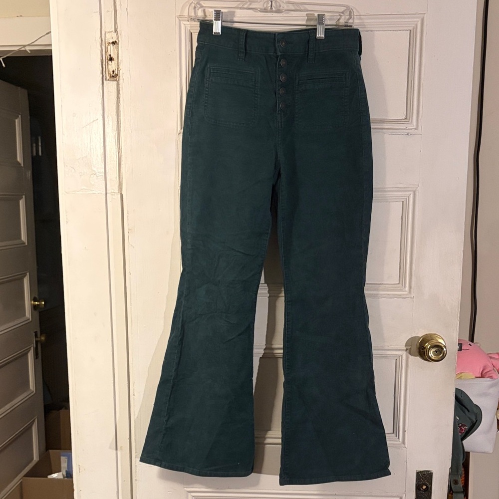 american eagle dark teal flare corduroy jeans